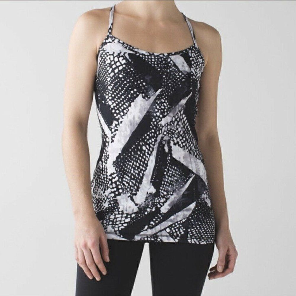 Lululemon Power Y Tank Static Mist Black White